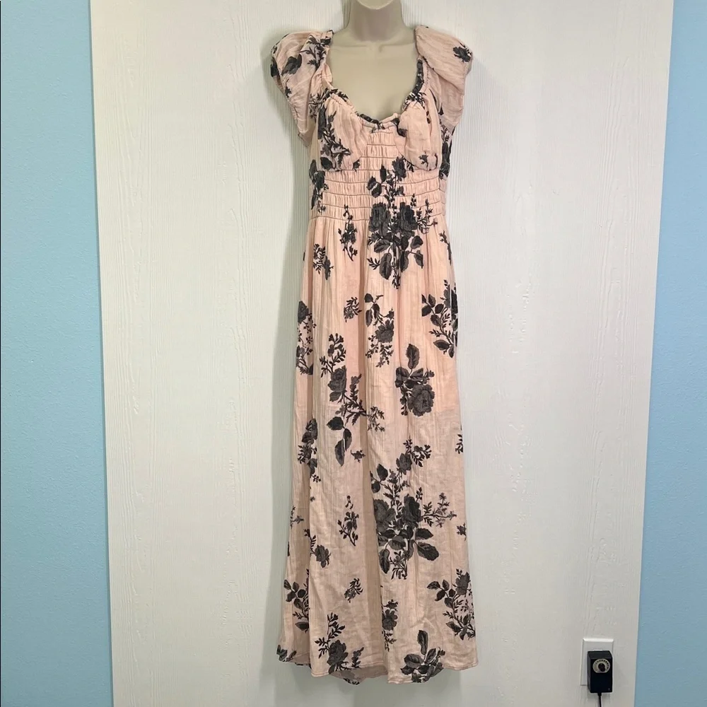 Free People - NWT Forget ME Not Short Sleeve Floral Tie Back Maxi Dress Large
